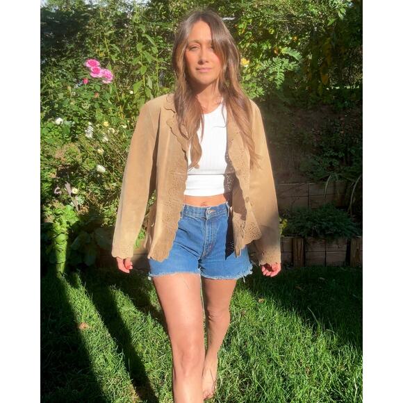 Vintage Suede Cutout Jacket — French Boheme Festival Layer (Fits S/M) - Picture 3 of 9